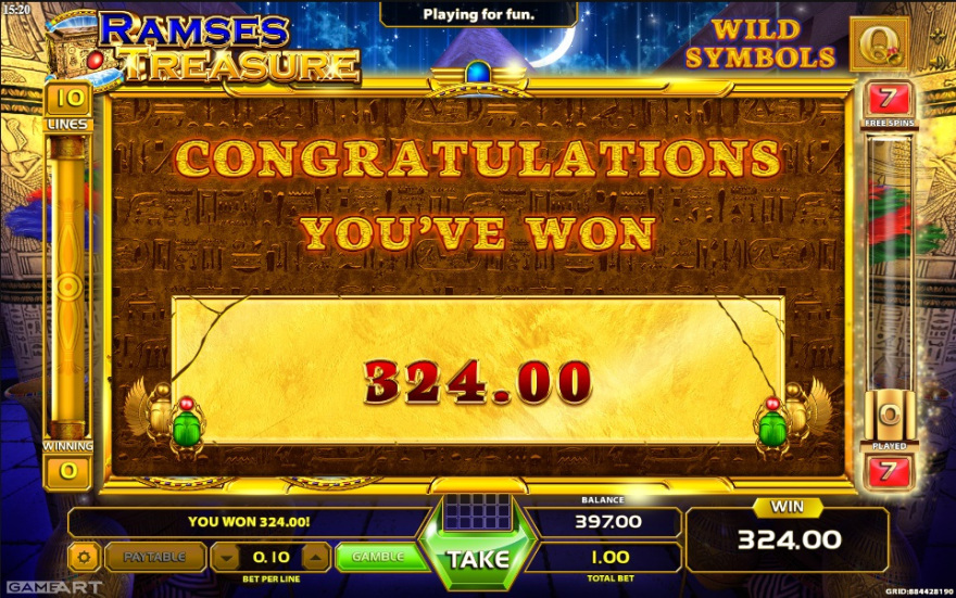 Ramses Treasure mega win X324